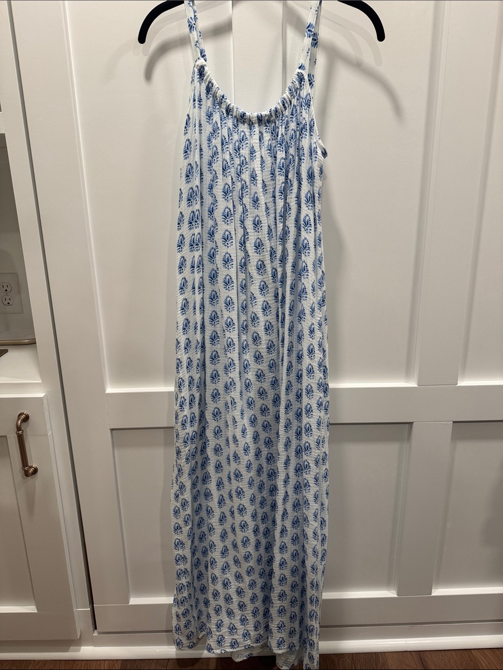 NWOT LAKE Pima Blue & White Maxi Dress
